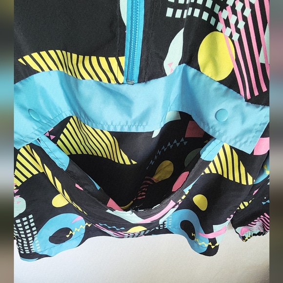 Super Massive Women's Printed Multi-colored Hooded Windbreaker Zip Front Sz S - Picture 9 of 11